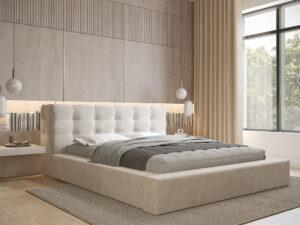 Łóżko tapicerowane GRACE z pojemnikiem i stelażem pod materac